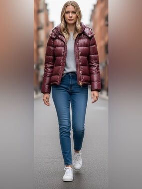 GAP Women's Puffer Jacket - Burgundy NWOT Size Small